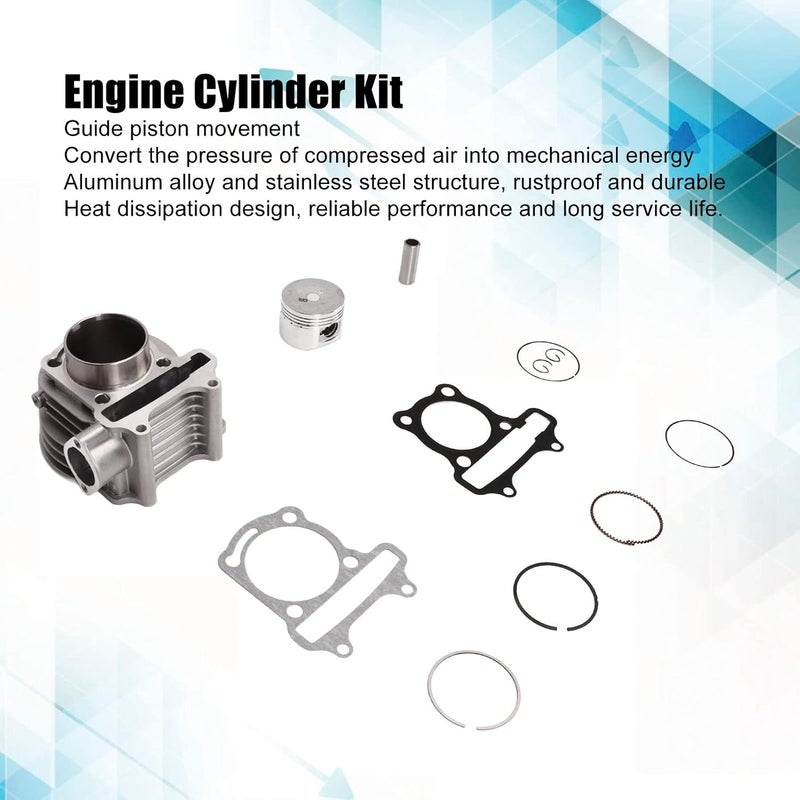 Cylinder Assembly Kit with Piston Gaskets, Aluminum Alloy Cylinder Piston Kit, Performance Cylinder Repair Kit for GY6 4Stroke 125cc Scooter ATV - Image 2