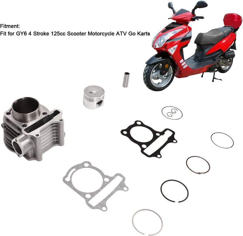Cylinder Assembly Kit with Piston Gaskets, Aluminum Alloy Cylinder Piston Kit, Performance Cylinder Repair Kit for GY6 4Stroke 125cc Scooter ATV - Image 4