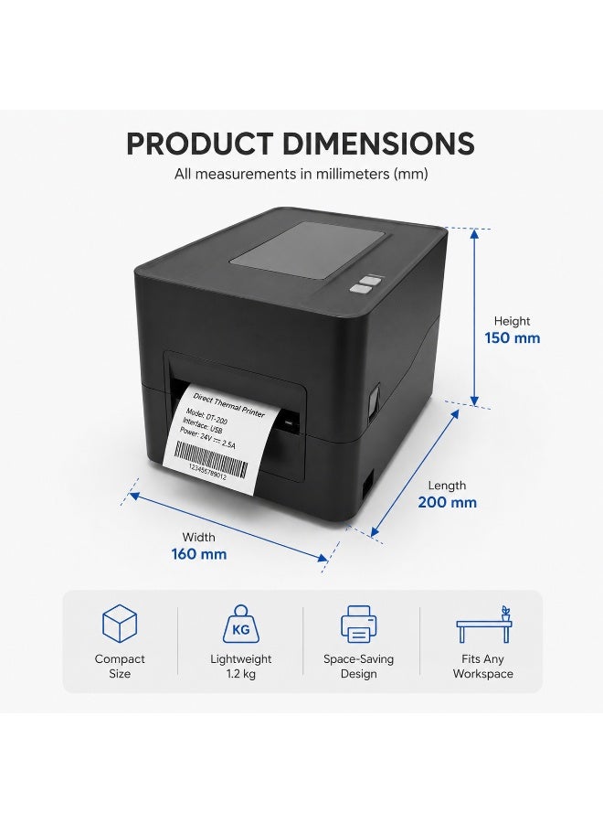 HT-500 Shipping Label Printer 300DPI Thermal Transfer with WiFi Bluetooth USB for eCommerce - Image 3