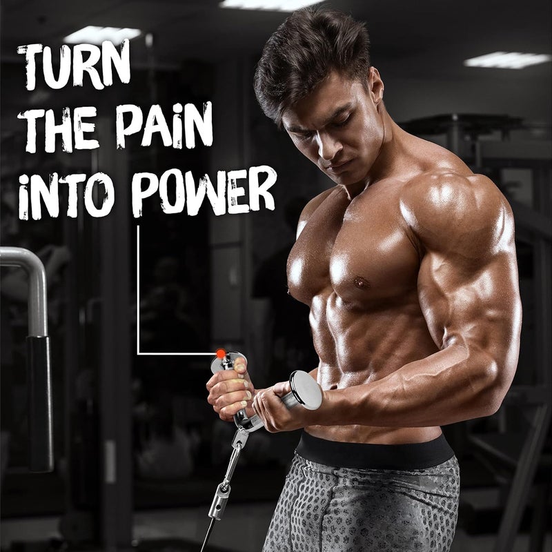 Yes4All بار ضغط على شكل V مع مقبض كروم غير قابل للانزلاق - ملحق كابل بار V للعضلة ثلاثية الرؤوس - يدعم حتى 880 رطل (كروم) - Image 5