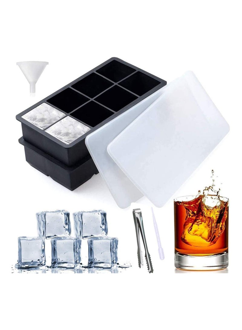 SYOSI Ice Cube Trays, Black Silicone 2 Giant Ice Ball Cube Maker Use for Kids with Candy Pudding Jelly Milk Juice Chocolate Mold or Cocktails Whiskey Particles - Image 3