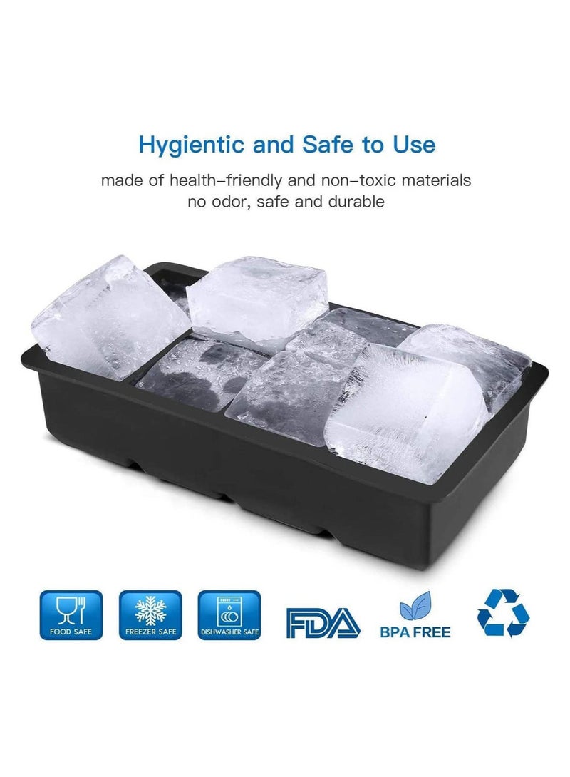 SYOSI Ice Cube Trays, Black Silicone 2 Giant Ice Ball Cube Maker Use for Kids with Candy Pudding Jelly Milk Juice Chocolate Mold or Cocktails Whiskey Particles - Image 4