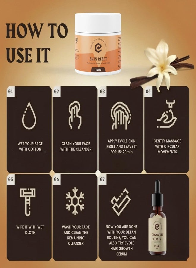 Evole Skin Reset De-Tan Cream for Men & Women - Advanced Sun Tan Removal & Brightening Formula with Kojic Acid & Niacinamide - Dark Spot Corrector for Radiant Glow, 100g - Image 3