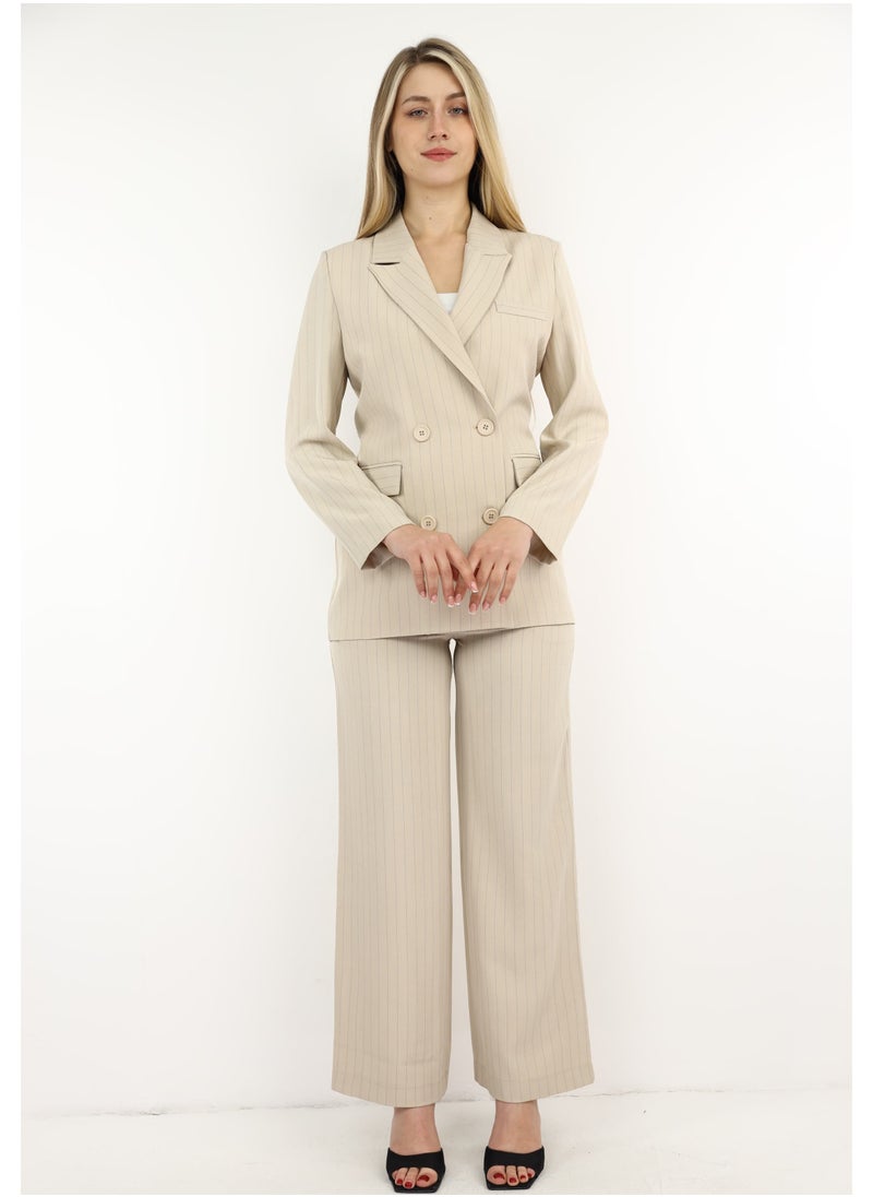 Beige striped suit