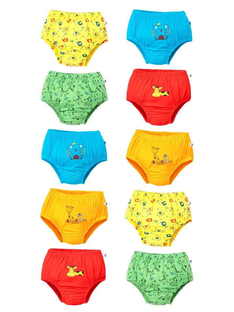 superbottoms Basic™ Brief for Kids | Unisex, 100% Pure Cotton Innerwear | Breathable & Soft Underwear | Baby Brief for 12m – 18m | Wonder Wild I Pack of 10 - Image 1