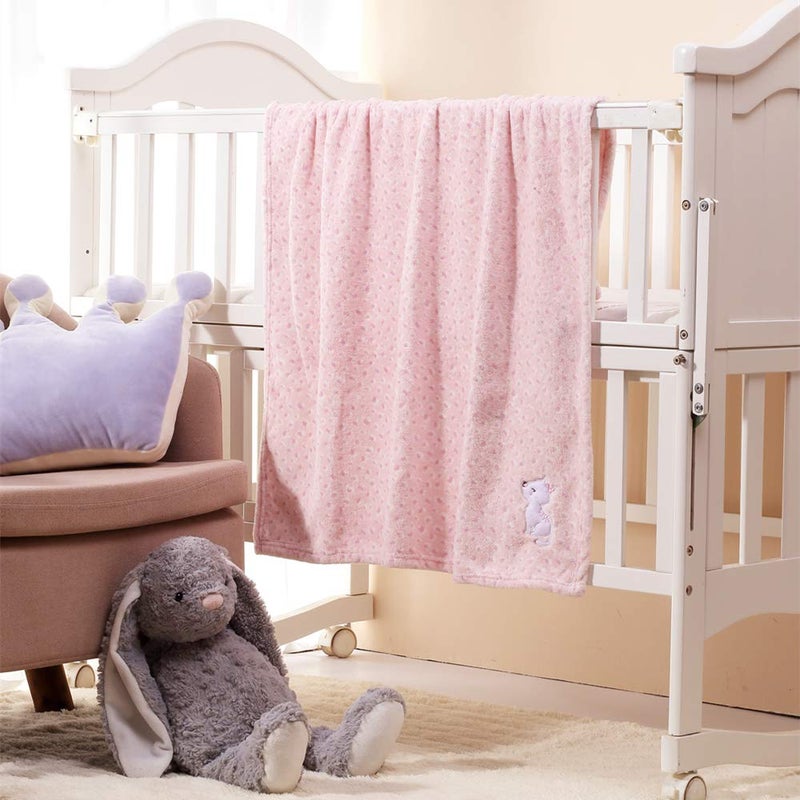 CREVENT 30''X40'' Cute Plush Cozy and Warm Fleece Baby Blanket for Girls Infant Toddler Crib Cot Stroller - Pink Cat - Image 5