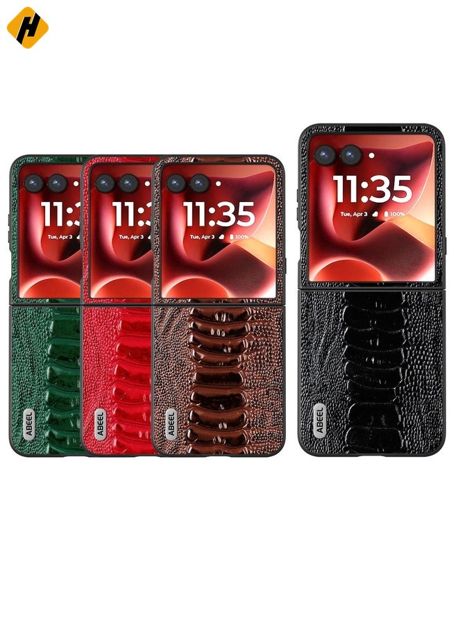 HuHa Case Cover For Motorola Razr 60 Ultra ABEEL Genuine Leather Weilai Series Phone Case(Black) - Image 5