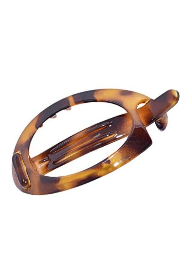 Parcelona French Plain Oval Small Celluloid Metal Free Hair Barrette Clips Women Hair Accessories Made In France(Light Shell Savana)  - Image 1