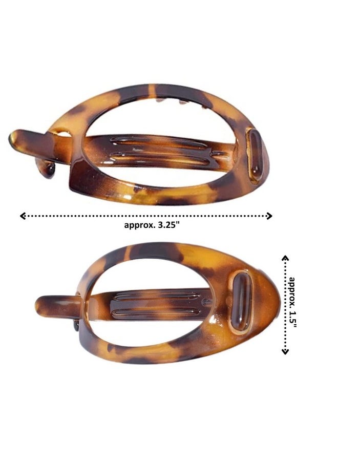 Parcelona French Plain Oval Small Celluloid Metal Free Hair Barrette Clips Women Hair Accessories Made In France(Light Shell Savana)  - Image 5