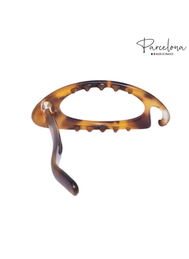 Parcelona French Plain Oval Small Celluloid Metal Free Hair Barrette Clips Women Hair Accessories Made In France(Light Shell Savana)  - Image 4