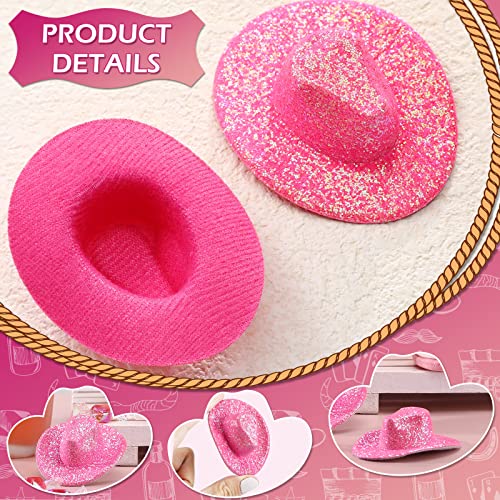 Vesici 20 Pcs Pink Mini Cowgirl Hats Western Tiny Glitter Cowboy Shot Glasses Decor Cute Space Cowgirl Hat Boot Shot Plastic Cowgirl Party Supplies Mugs for Dollhouse Decor Party Supplies - Image 4