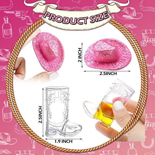 Vesici 20 Pcs Pink Mini Cowgirl Hats Western Tiny Glitter Cowboy Shot Glasses Decor Cute Space Cowgirl Hat Boot Shot Plastic Cowgirl Party Supplies Mugs for Dollhouse Decor Party Supplies - Image 5