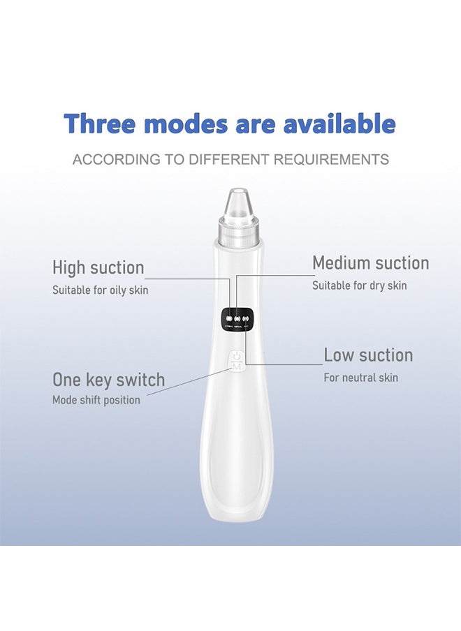 Blue zoo - Blackhead Remover, 3 Speeds Electric Blackhead Extractor, USB Rechargeable Blackhead Vacuum (White) - Image 1