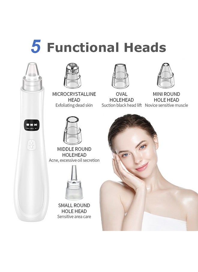 Blue zoo - Blackhead Remover, 3 Speeds Electric Blackhead Extractor, USB Rechargeable Blackhead Vacuum (White) - Image 1