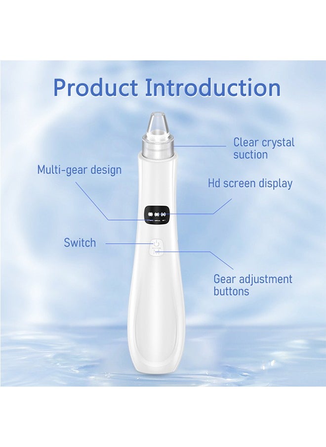 Blue zoo - Blackhead Remover, 3 Speeds Electric Blackhead Extractor, USB Rechargeable Blackhead Vacuum (White) - Image 1
