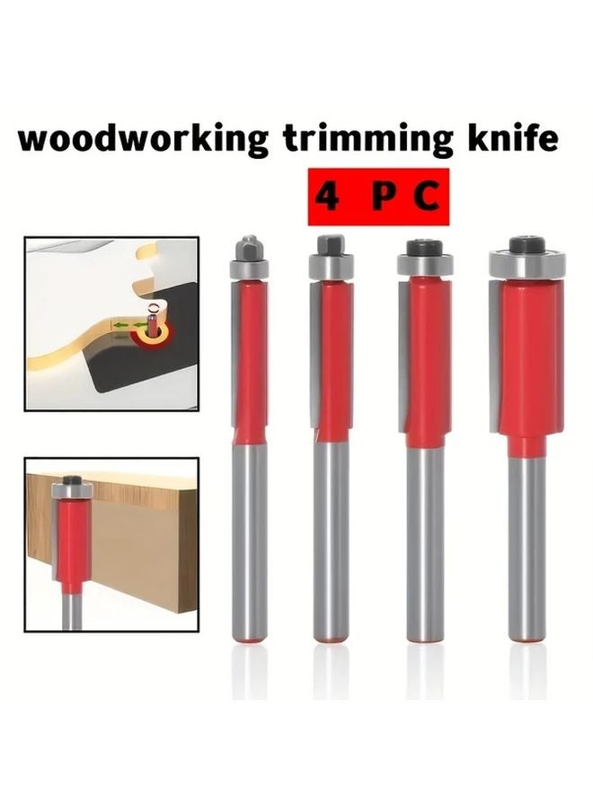 4 قطع مجموعة بت جهاز التوجيه تقليم فلاش الأحمر أدوات النجارة المحترفة تحمل أداة التقليم - Image 4