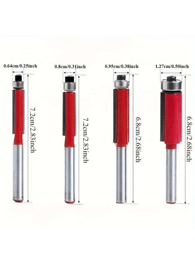 4 قطع مجموعة بت جهاز التوجيه تقليم فلاش الأحمر أدوات النجارة المحترفة تحمل أداة التقليم - Image 3
