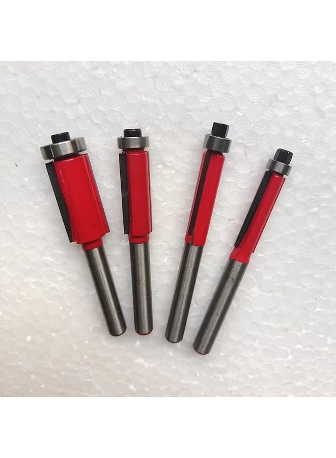 4 قطع مجموعة بت جهاز التوجيه تقليم فلاش الأحمر أدوات النجارة المحترفة تحمل أداة التقليم - Image 1