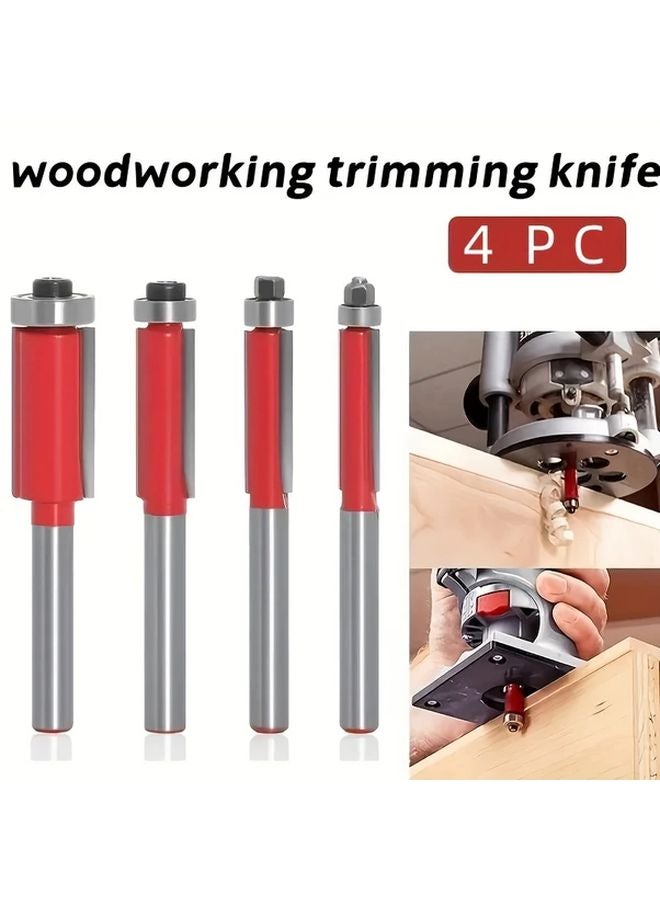 4 قطع مجموعة بت جهاز التوجيه تقليم فلاش الأحمر أدوات النجارة المحترفة تحمل أداة التقليم - Image 2