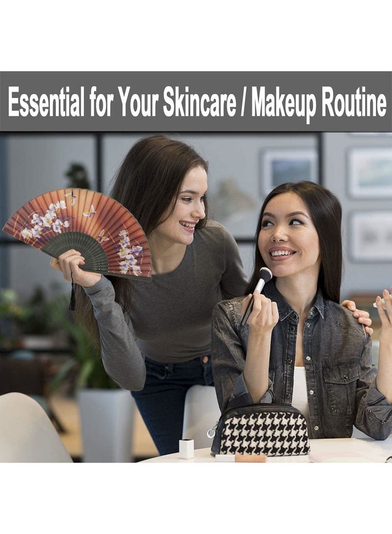 Zikra Folding Hand Fan for Women's, Chinese Japanese Vintage Bamboo Silk Fans, Elegant Classical Style, for Dance, Performance, Decoration, Wedding, Party, Craft Gift Bamboo Folding Fan - Image 4