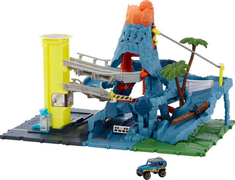 Matchbox Cars Playset, Action Drivers Volcano Escape with 1:64 Scale Vehicle, Kid- & Car-Activated Features, Lava Explosion - Image 1