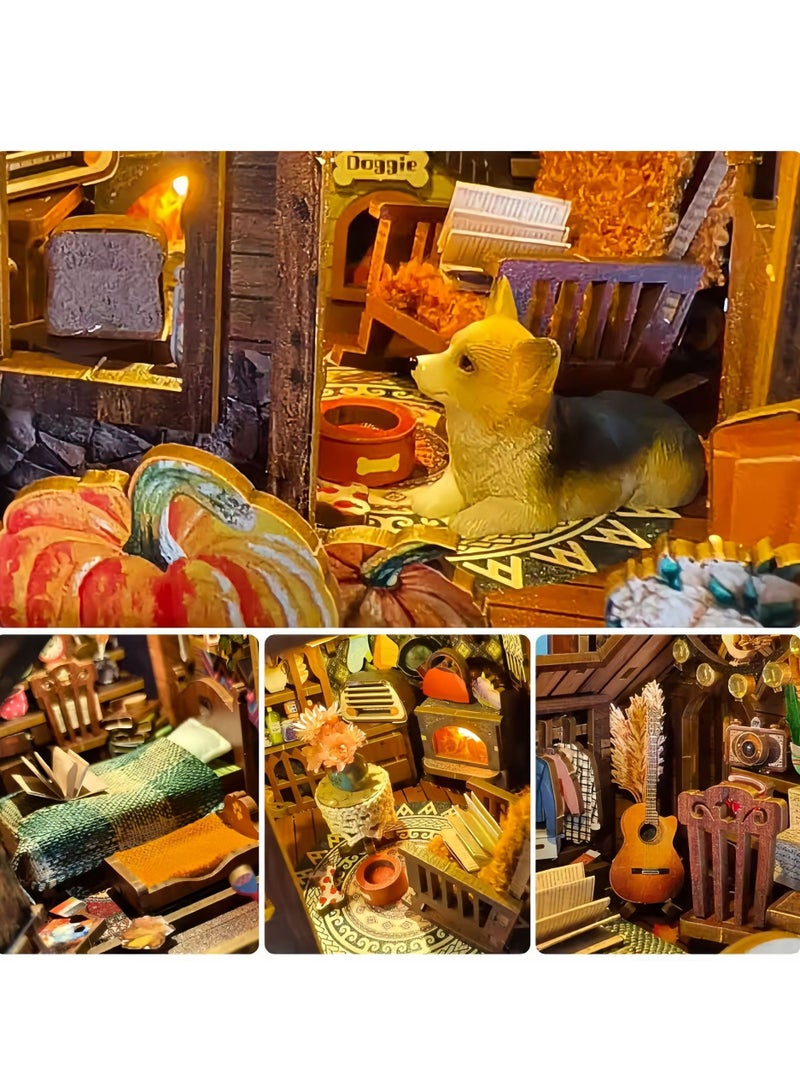 Twilight Cottage Bookend DIY Wooden Cottage Handmade Assembly Toy, 3D Puzzle House Model Made of Wooden Blocks, Ideal Gift, DIY Book nook Kit - Image 2