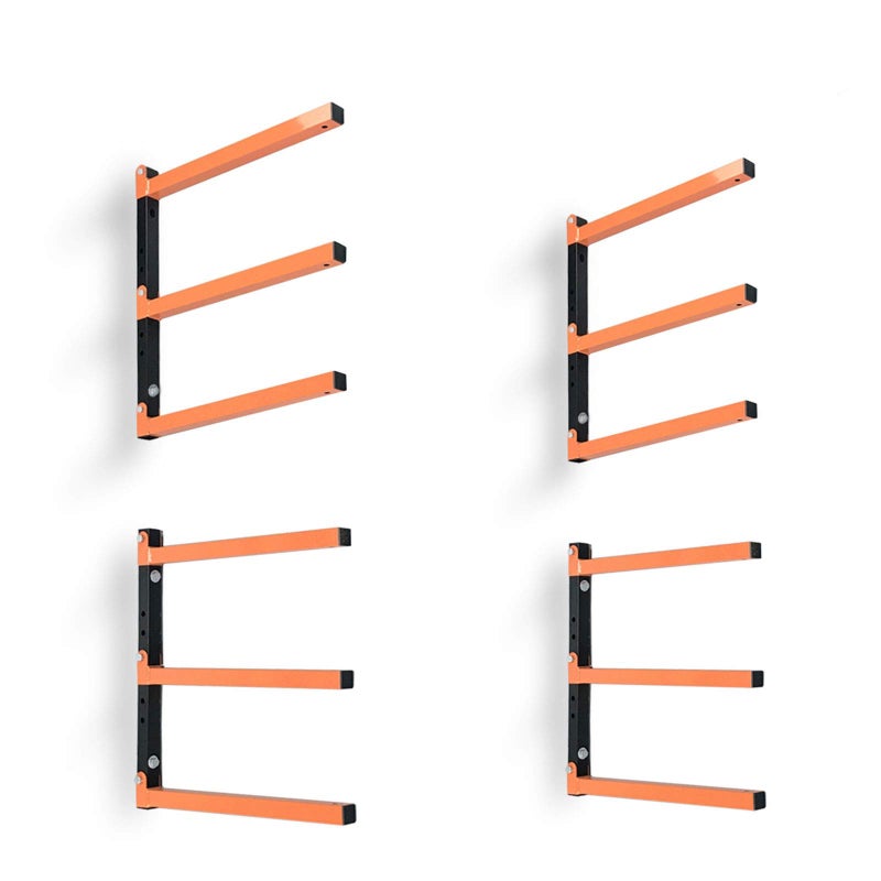 Homydom Garage Shelving Wood Rack,Lumber Storage Rack Wood Organizer Wall Mount Rack Heavy Duty Metal Saving Indoor & Outdoor Space with 3-Level, 4 Pack - Image 1