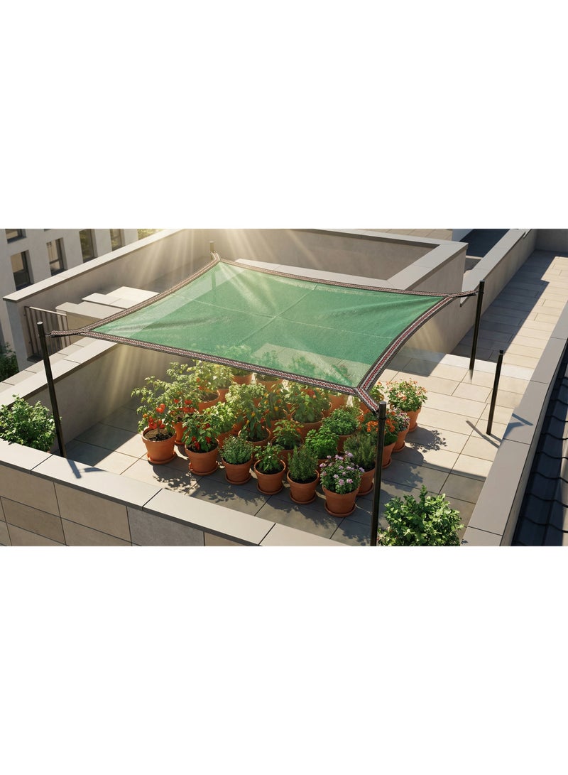 3m x 4m (12m²) shade net with circular protection strip and fixing straps - 63% shading rate - green color - Image 4