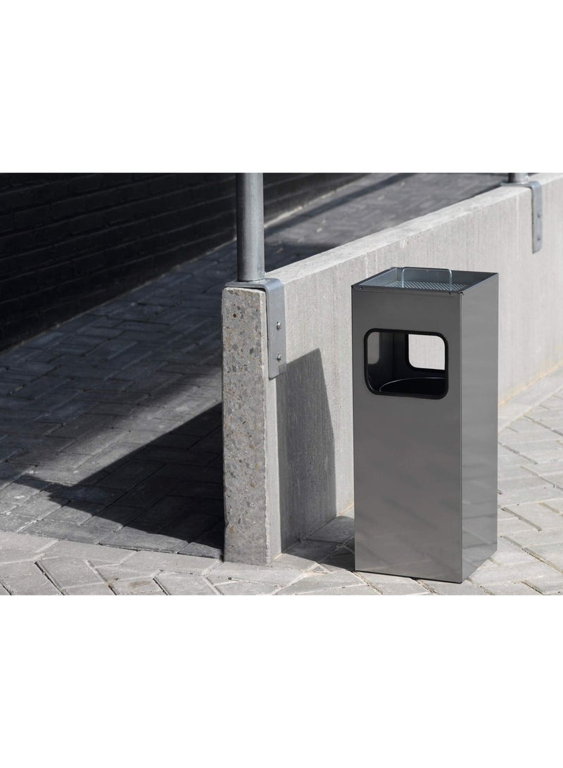 Durable 17-Litre Metal Waste Bin with 2L Removable Ashtray, Square Indoor/Protected Outdoor Waste Bin for Smoking Zones & Entrances, Removable Inner Container, Made in Germany - Image 4