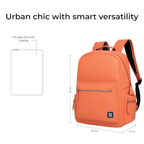 EUME Cosmo 16L Laptop Bag for Men, Phoenix Orange | 1 Large Compartment Office Laptop Backpacks | Fits Up to 13.5" Laptop | Premium Vegan Leather | Travel Bag | Bagpacker Bag for Men and Women - Image 2