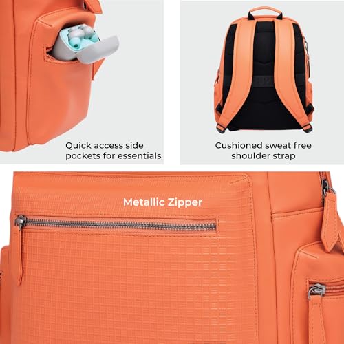 EUME Cosmo 16L Laptop Bag for Men, Phoenix Orange | 1 Large Compartment Office Laptop Backpacks | Fits Up to 13.5" Laptop | Premium Vegan Leather | Travel Bag | Bagpacker Bag for Men and Women - Image 3