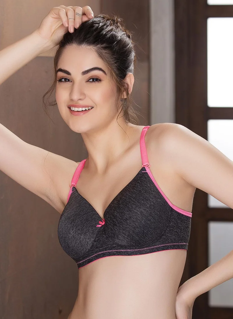Clovia Clovia Padded Non-Wired Full Cup Multiway T-shirt Bra in Dark Grey