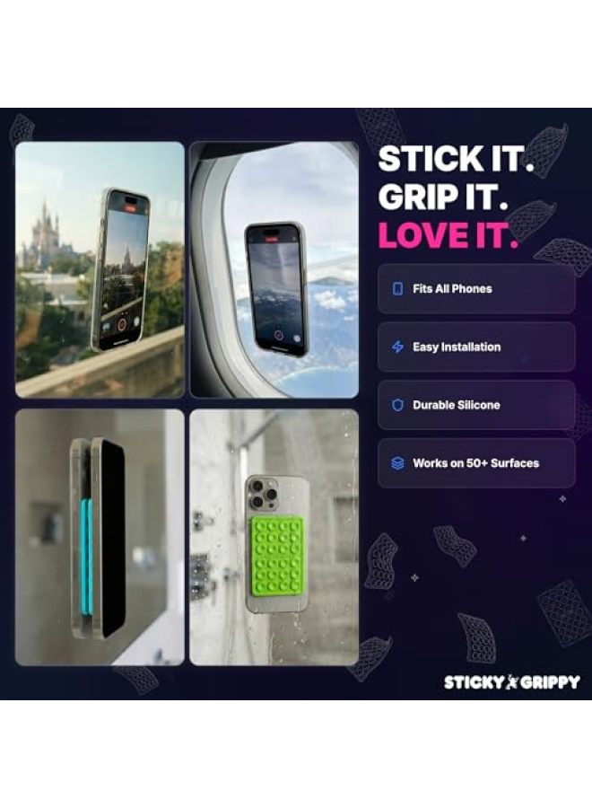 StickyGrippy Suction Phone Case Mount, Silicone Adhesive Phone Accessory for iPhone and Android, Hands-Free Fidget Toy Mirror Shower Phone Holder, TikTok Videos and Selfies (Orange) - Image 5