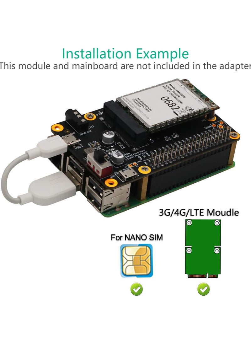 3G/4G LTE Base Hat For Raspberry Pi 4/3/2/B+ Module Computer Board to USB with SIM Card,for UMTS/HSPA+ and for GSM/GPRS/EDGE Coverage with Regional or Global Modules