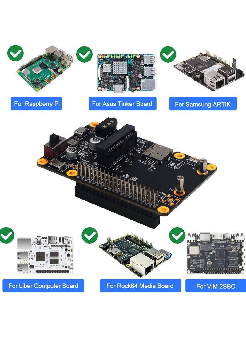 3G/4G LTE Base Hat For Raspberry Pi 4/3/2/B+ Module Computer Board to USB with SIM Card,for UMTS/HSPA+ and for GSM/GPRS/EDGE Coverage with Regional or Global Modules