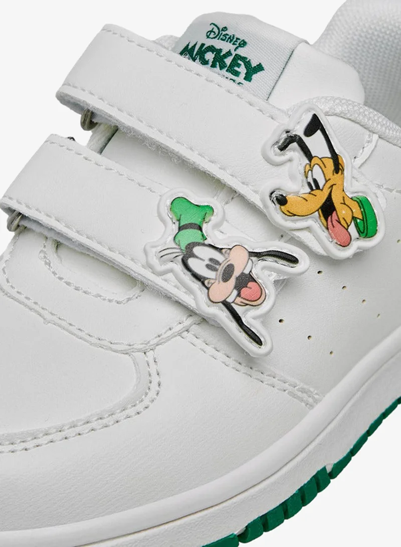 Disney White Boys Mickey Mouse Applique Hook & Loop Sneakers for Men | Best Price UAE