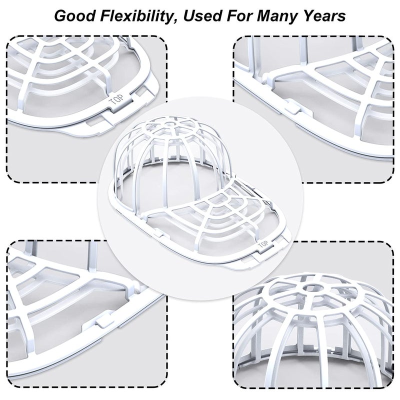 Eiito Hat Washer for Washing Machine, Hat Washer Cage, Hats Cleaner for Baseball Caps 2 Pack 2 Sizes Fit for Adult and Kid's Baseball Caps, White - Image 3