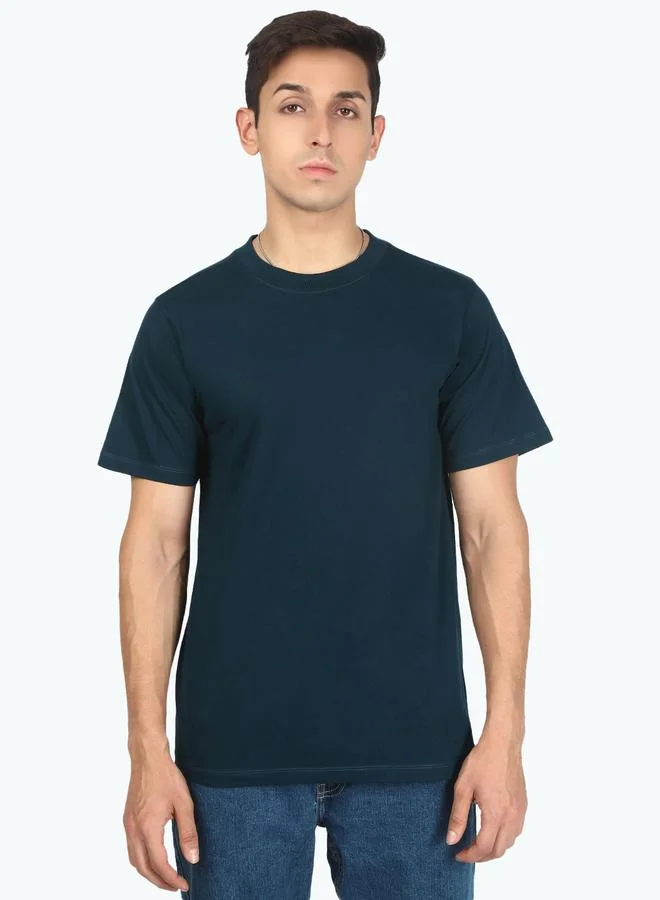Styli Men Dark Green Solid Regular Fit T-Shirt By Bene Kleed