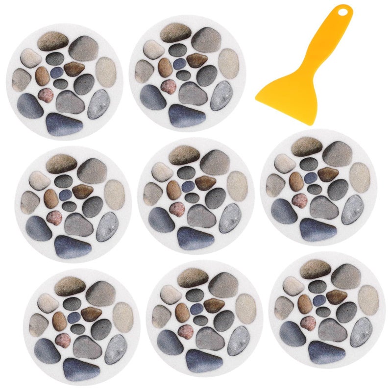 Garneck 8Pcs Anti Slip Bathroom Stickers Stone Pattern Tub Decals With Scraper Safety - Image 2