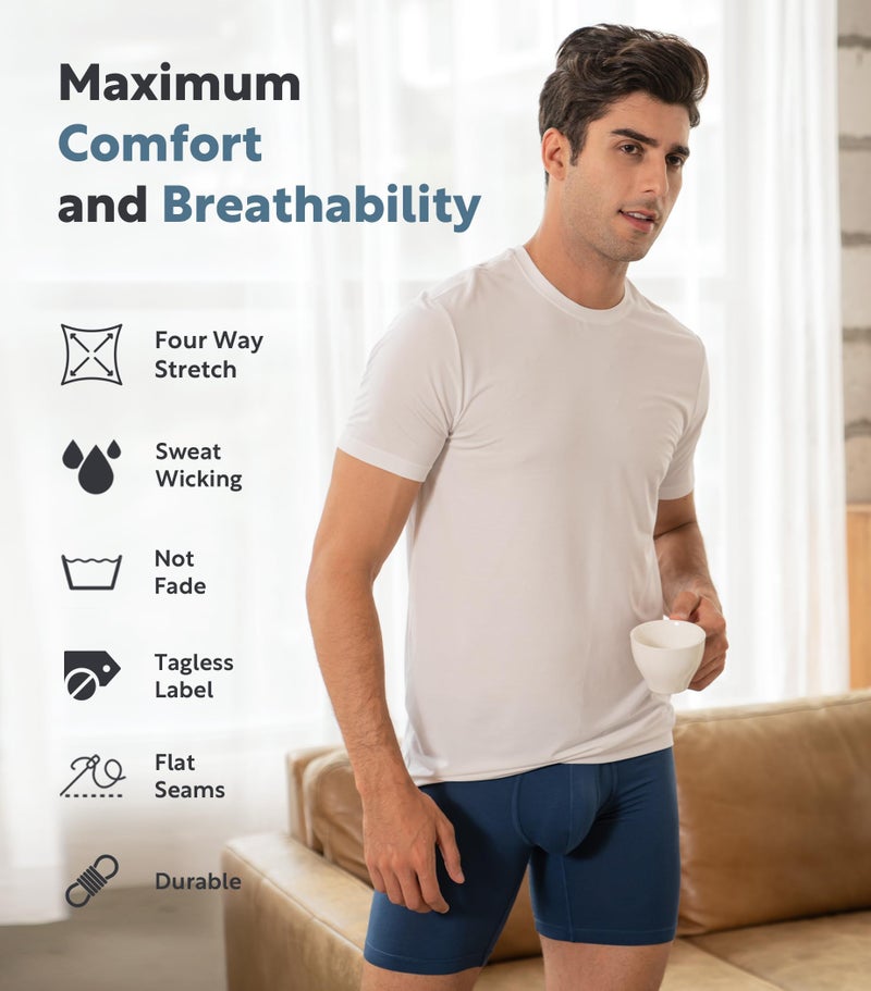 DAVID ARCHY Mens Underwear Boxer Briefs Breathable Soft Moisture-Wicking with Fly Underwear Long Leg 8" for Men 3 Pack (M, Black/Dark Gray/Navy Blue - 8" in 3 Pack) - Image 4