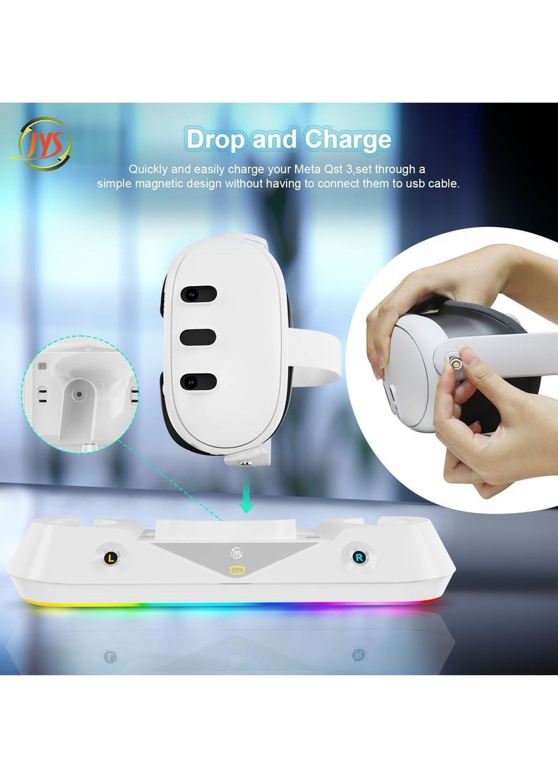 JYS Oculus Quest3 VR Glasses Grip Magnetic Charging Dock and Meta Quest 3 Colorful Charging Dock  - Image 3