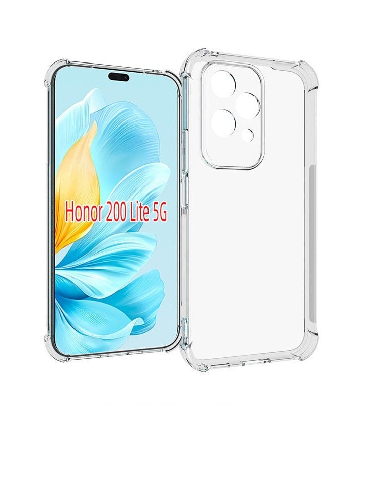 URBBKING Four Corners TPU Shock-Absorption Flexible Cell Phone Case Cover For Honor 200 lite 5G Clear - Image 1
