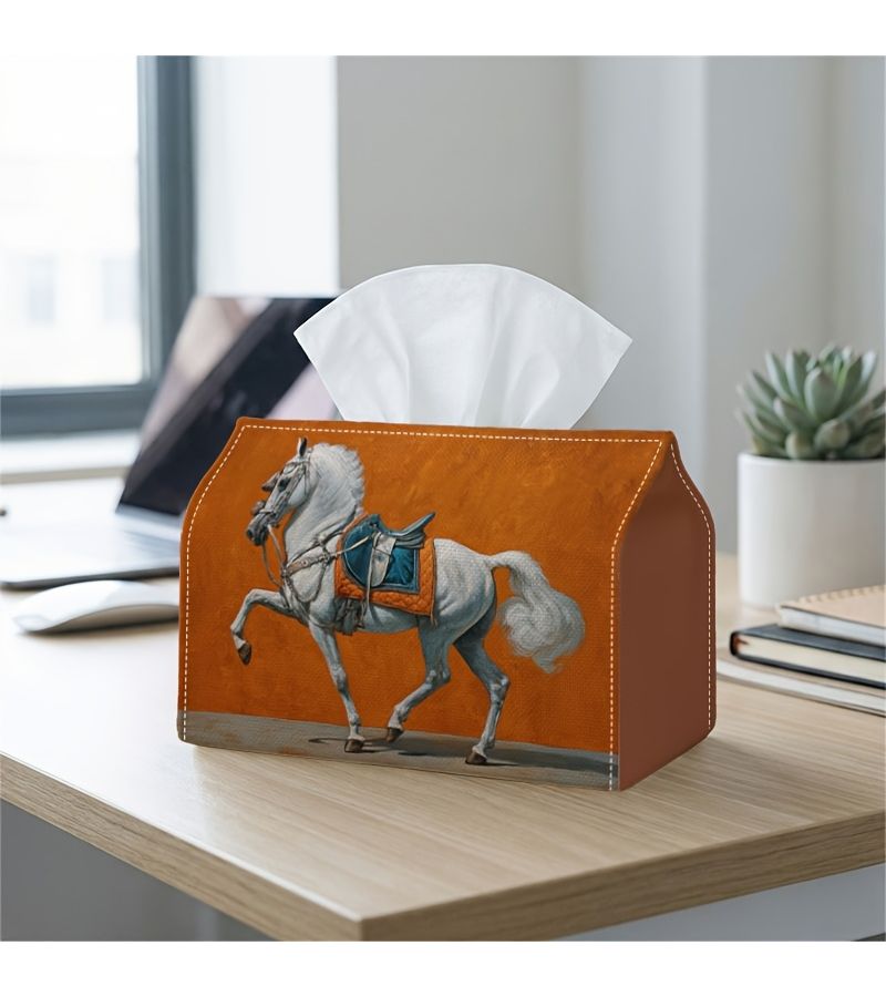 1pc Classical Horse Illustration Tissue Box 11x13x18cm for Kitchen Living Room Bedroom Car Decor - Image 2