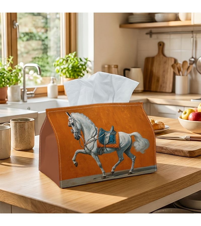 1pc Classical Horse Illustration Tissue Box 11x13x18cm for Kitchen Living Room Bedroom Car Decor - Image 3