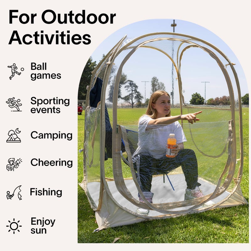 PrivatePod EighteenTekÂ® Pop Up Bubble Tent, Weather & Sport Pod with Attached Floor, 360Â° Clear View Window,UV Protection, Waterproof All Weather Instant Sun Rain Shelter for Sports Camping Fishing 40"x40"x62"H - Image 5
