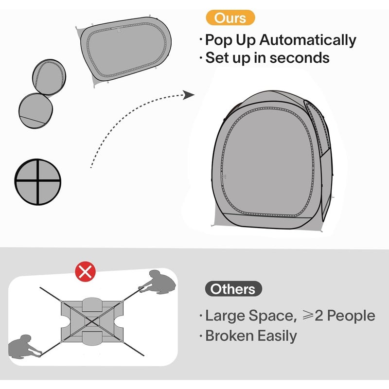 PrivatePod EighteenTekÂ® Pop Up Bubble Tent, Weather & Sport Pod with Attached Floor, 360Â° Clear View Window,UV Protection, Waterproof All Weather Instant Sun Rain Shelter for Sports Camping Fishing 40"x40"x62"H - Image 4
