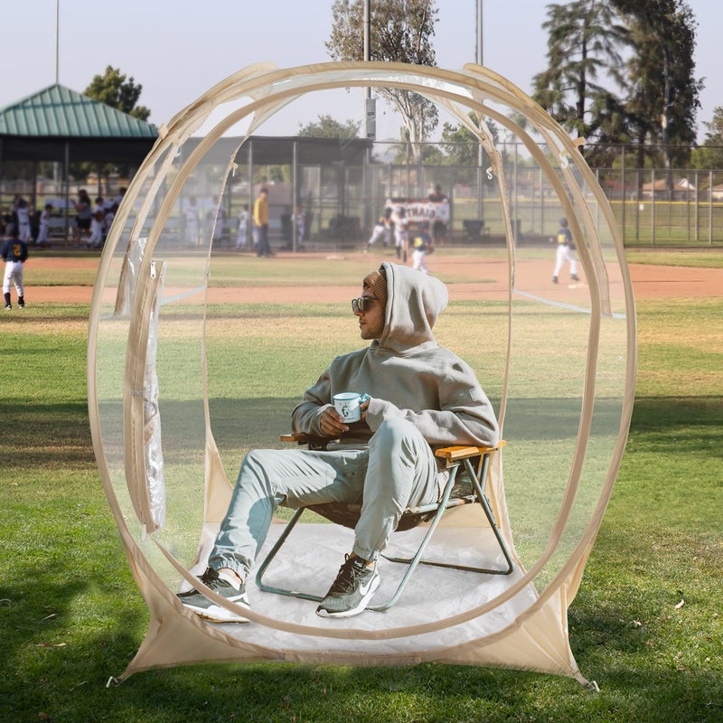 PrivatePod EighteenTekÂ® Pop Up Bubble Tent, Weather & Sport Pod with Attached Floor, 360Â° Clear View Window,UV Protection, Waterproof All Weather Instant Sun Rain Shelter for Sports Camping Fishing 40"x40"x62"H - Image 1