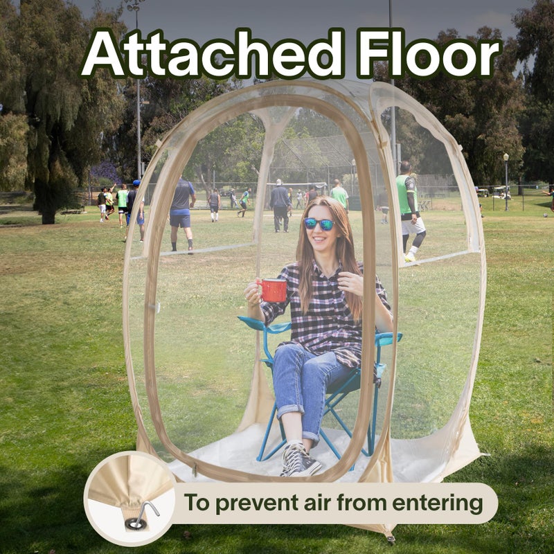 PrivatePod EighteenTekÂ® Pop Up Bubble Tent, Weather & Sport Pod with Attached Floor, 360Â° Clear View Window,UV Protection, Waterproof All Weather Instant Sun Rain Shelter for Sports Camping Fishing 40"x40"x62"H - Image 3