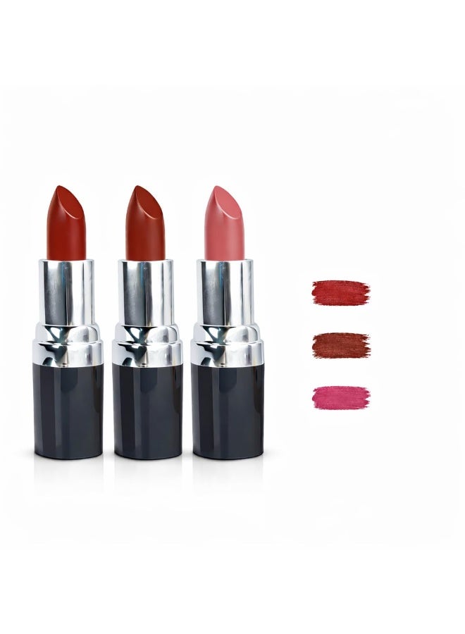 Barva Natural & Moisturising Lipsticks made using Pure Ghee, Kokum butter and Mineral Colours, 4.3g (Glory + Fuchsia + Passion) - Image 1