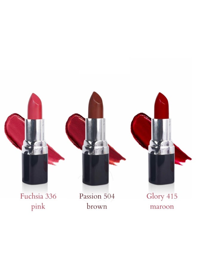 Barva Natural & Moisturising Lipsticks made using Pure Ghee, Kokum butter and Mineral Colours, 4.3g (Glory + Fuchsia + Passion) - Image 3